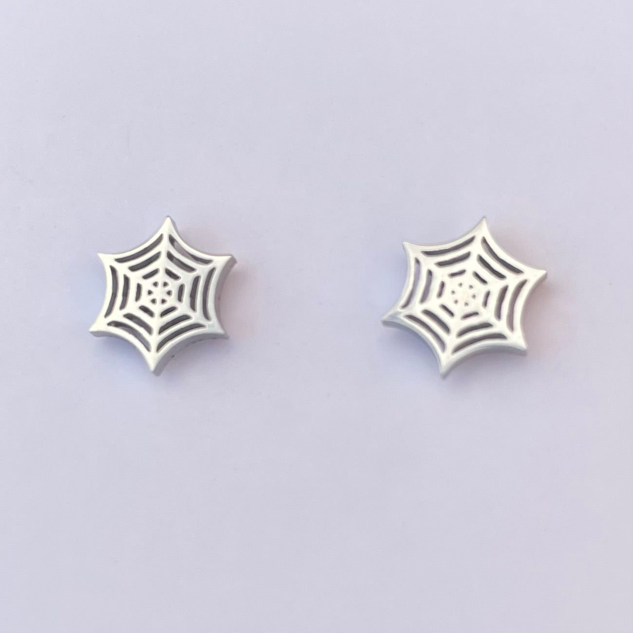 Cobweb Stud Earrings - Silver - Stainless Steel