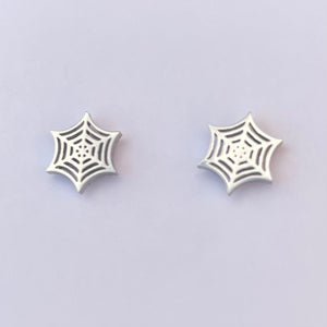 Cobweb Stud Earrings - Silver - Stainless Steel