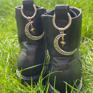 Moon and Star Boot Charms - Silver