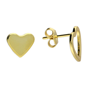 Gold Asymmetric Heart and Outline Heart - Sterling Silver Studs