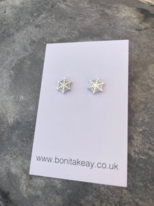 Cobweb Stud Earrings - Silver - Stainless Steel