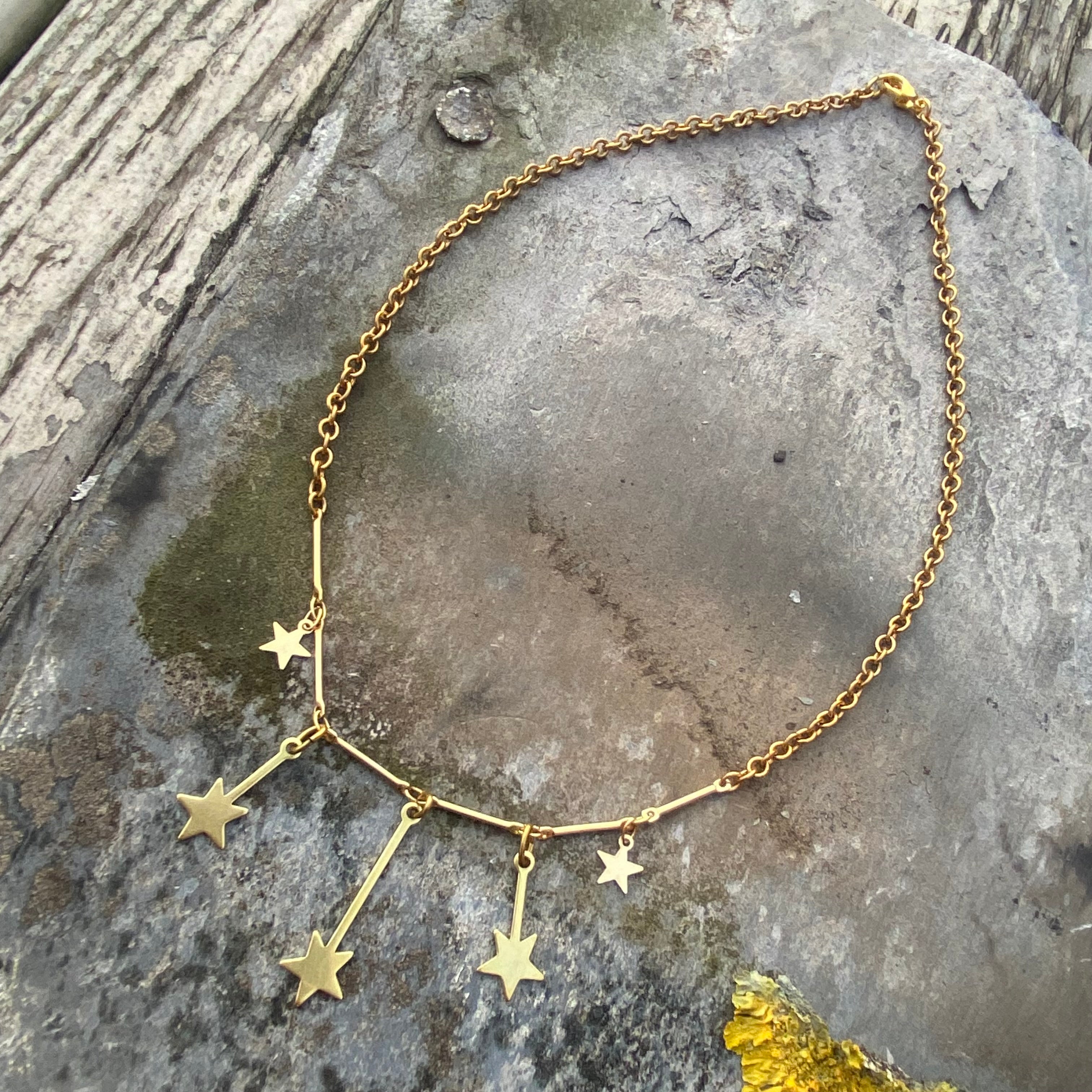 Shooting Star Necklace - Gold Plated and Brass