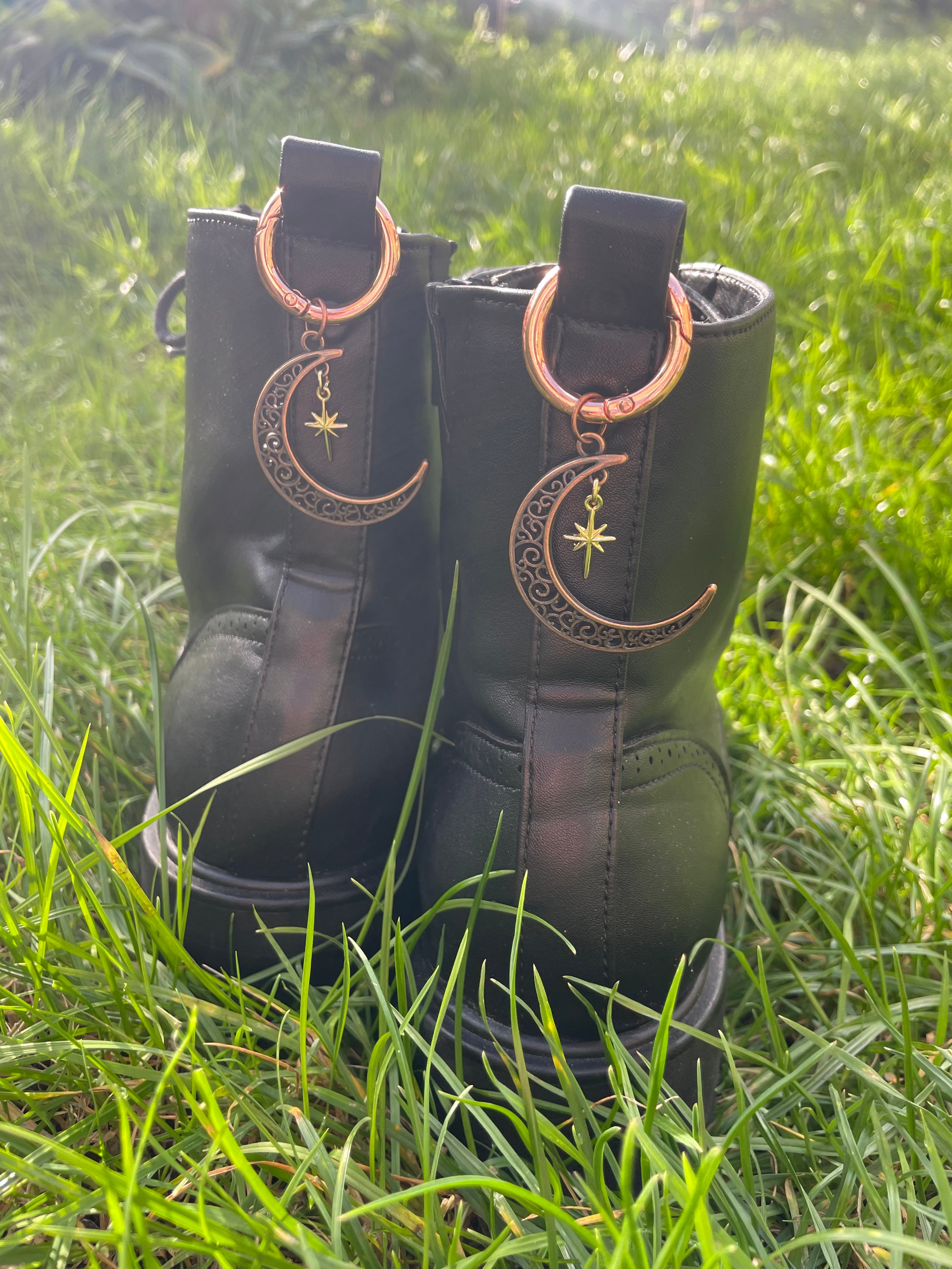 Moon and Star Boot Charms - Rose Gold