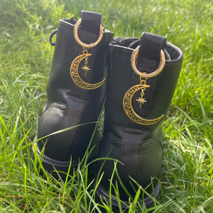 Moon and Star Boot Charms - Gold