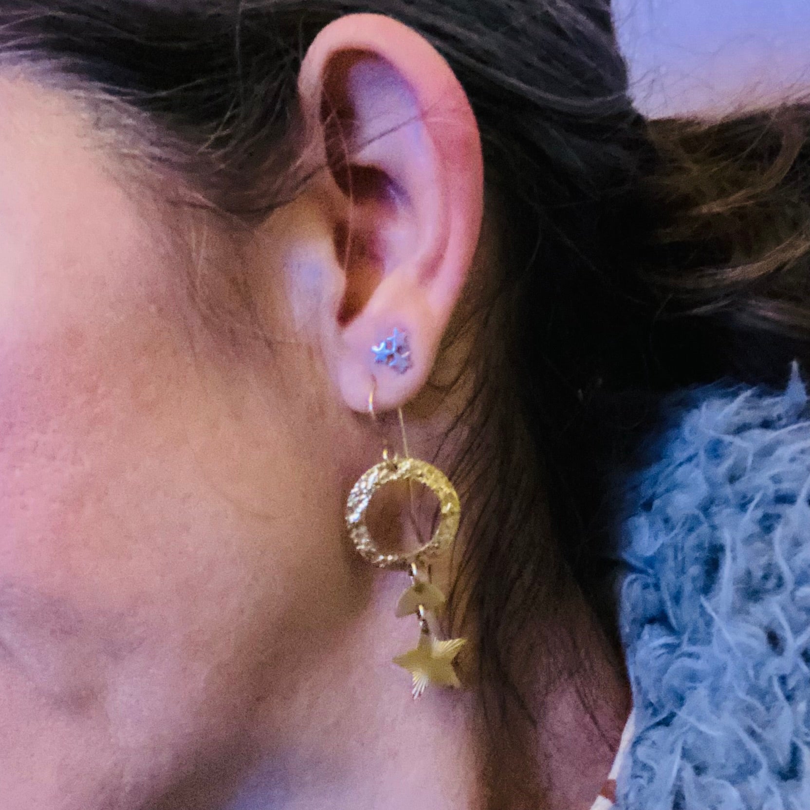 New Moon Hoop Earrings - Brass