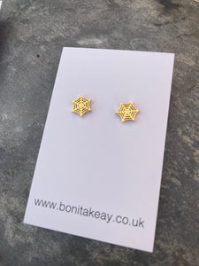 Cobweb Stud Earrings - Gold plated - Stainless Steel