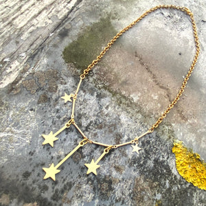 Shooting Star Necklace - Gold Plated and Brass