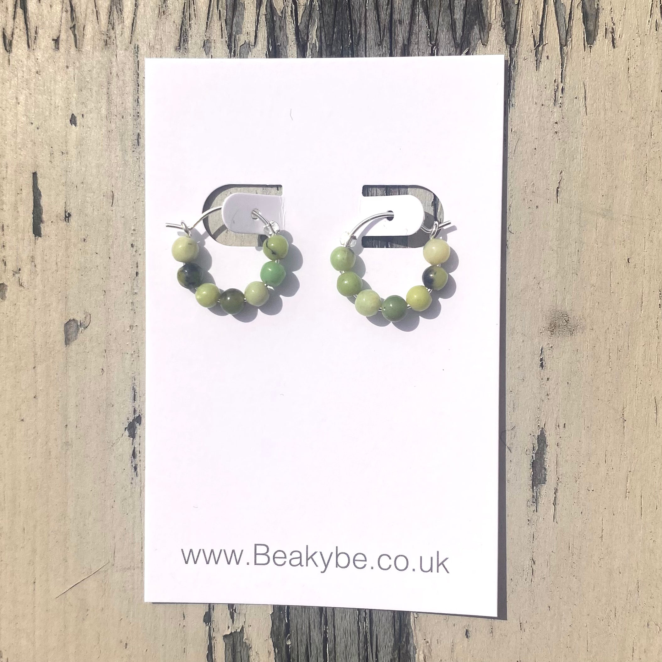 Chrysoprase Hoop Earrings - Small Sterling Silver Huggies - May Birthstone