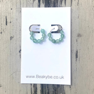 Aventurine Hoop Earrings - Small Sterling Silver Huggies