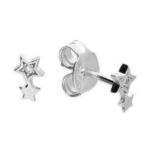 Double Star Earrings - Cubic Zirconia and Sterling Silver Studs