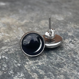 Moon Phase Stud Earrings - Silver - Stainless Steel