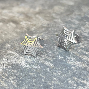 Cobweb Stud Earrings - Silver - Stainless Steel