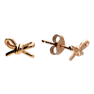 Rose Gold Bow Earrings - Sterling Silver Studs