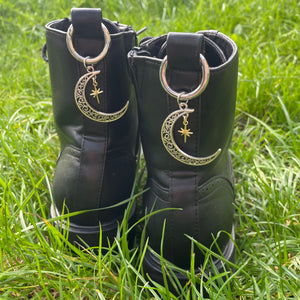 Moon and Star Boot Charms - Silver