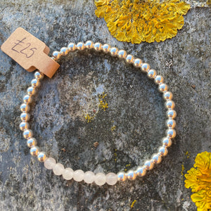 Rose Quartz Stacking Bracelet - Silver