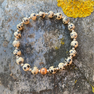 Dalmatian Jasper, Silver and Copper Bracelet