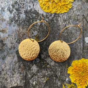 Full Moon Hoop Earrings - Brass