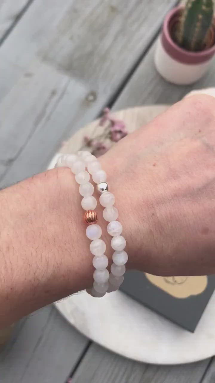 Moonstone Gemstone Bracelet - Well Being Crystal Jewellery - June Birthstone Gift