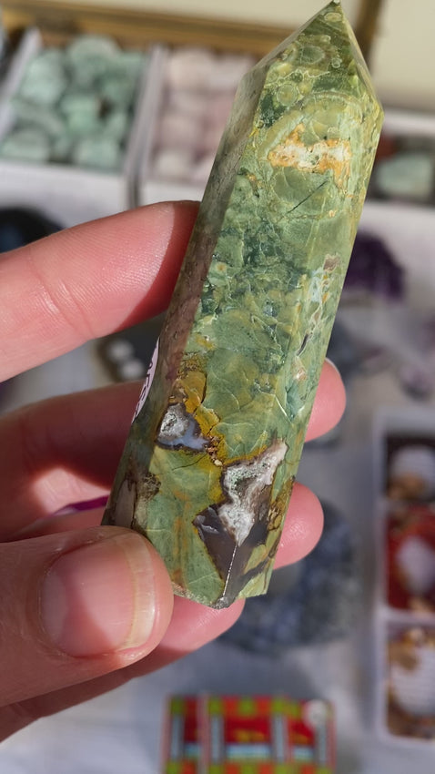 Rainforest Jasper Tower - Crystal Point Gemstone