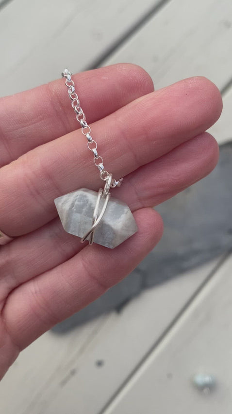 Moonstone Necklace - Sterling Silver Crystal Wand - Stone of Love - Ge –  Bonita Keay