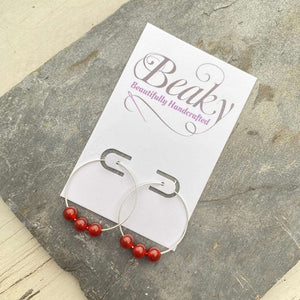 Carnelian Gemstone Earrings - Sterling Silver Hoops - July Birthstone