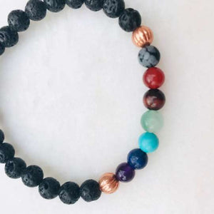 Black Chakra Lava Rock Bracelet - Well Being Diffuser Jewellery