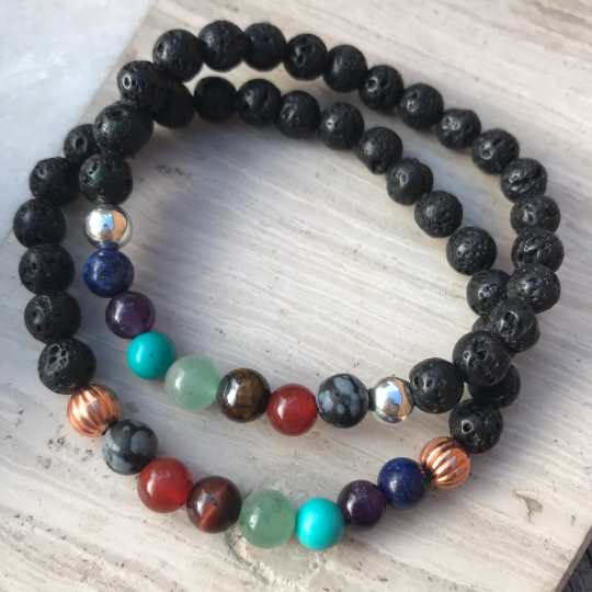 Black Chakra Lava Rock Bracelet - Well Being Diffuser Jewellery
