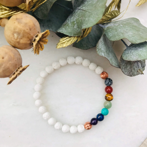 White Chakra Lava Rock Bracelet - Well Being Diffuser Jewellery