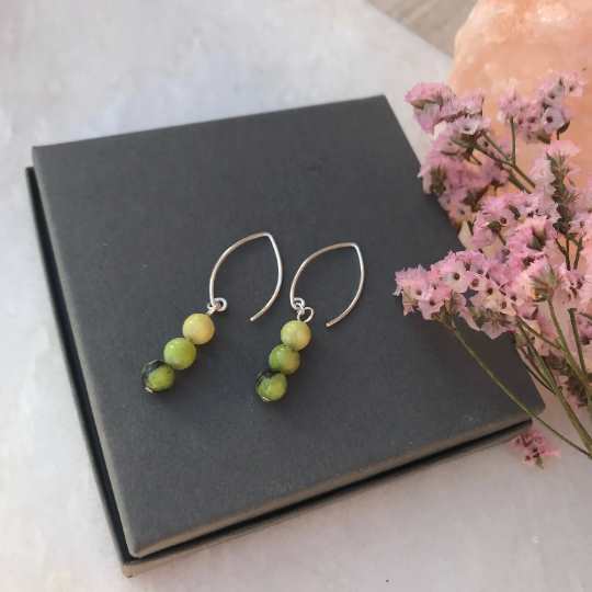 Chrysoprase Dangle Earrings - Sterling Silver and Gemstone - May Birthstone