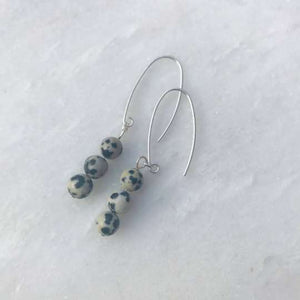 Dalmatian Dangle Earrings - Sterling Silver and Gemstone