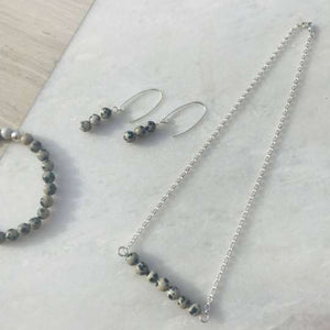 Dalmatian Dangle Earrings - Sterling Silver and Gemstone