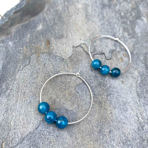 Apatite Gemstone Earrings - Sterling Silver Hoops