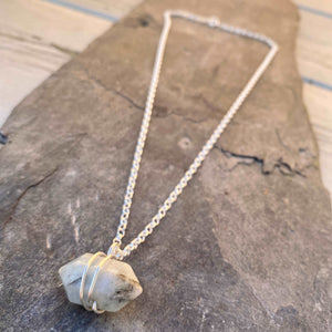 Aquamarine Necklace - Sterling Silver Crystal Bar - Stone of Courage - March Birthstone Jewellery