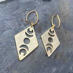 Diamond Moon Phase Earrings - Gold or Sterling Silver