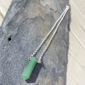 Aventurine Necklace - Sterling Silver Belcher Chain - Crystal Point