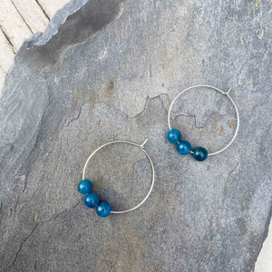 Apatite Gemstone Earrings - Sterling Silver Hoops