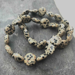 Dalmatian Jasper Bracelet - Gemstone Coin Beads - Crystal Healing Jewellery