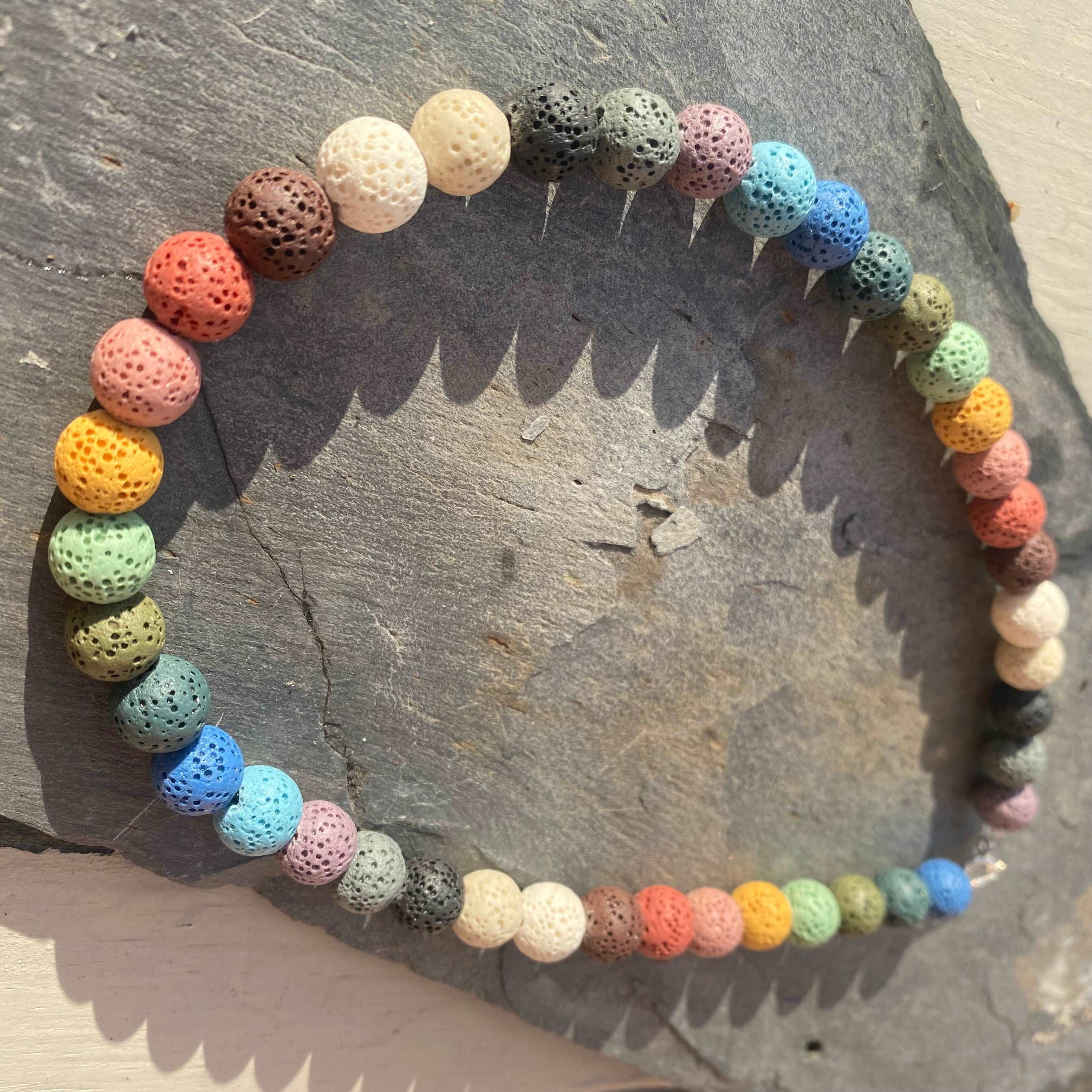 Chunky Rainbow Lava Rock Diffuser Necklace