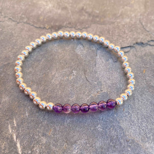 Amethyst Stacker Bracelet - Sterling Silver