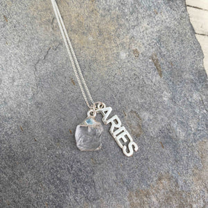 Aries Birthstone Necklace - Raw Quartz Crystal and sterling Silver