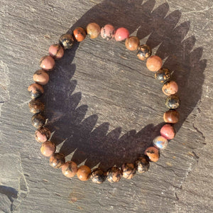 Black Veined Rhodonite Gemstone Bracelet - Well Being Crystal Jewellery