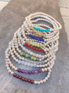 Clear Quartz Silver Stacking Bracelet