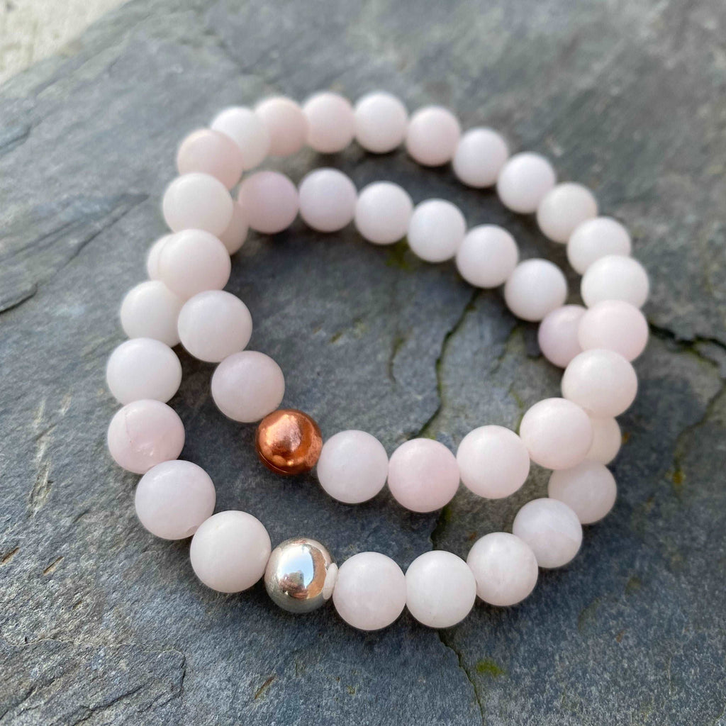 Chunky Frosted Rose Quartz Gemstone Bracelet