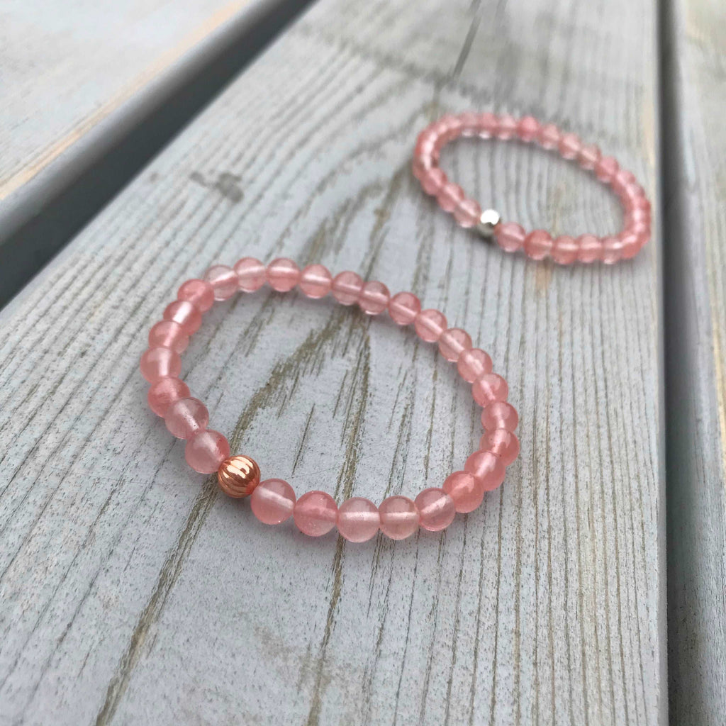 Cherry Quartz Gemstone Bracelet - Well Being Crystal Jewellery