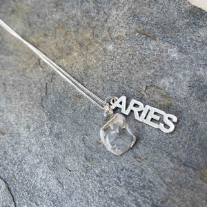 Aries Birthstone Necklace - Raw Quartz Crystal and sterling Silver