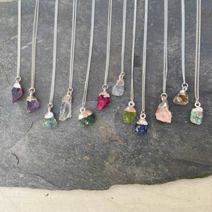 Birthstone Necklace - Raw Crystal and Sterling Silver