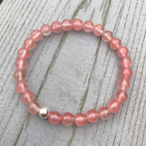Cherry Quartz Gemstone Bracelet - Well Being Crystal Jewellery