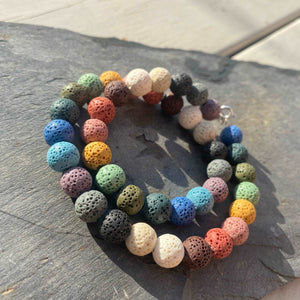 Chunky Rainbow Lava Rock Diffuser Necklace