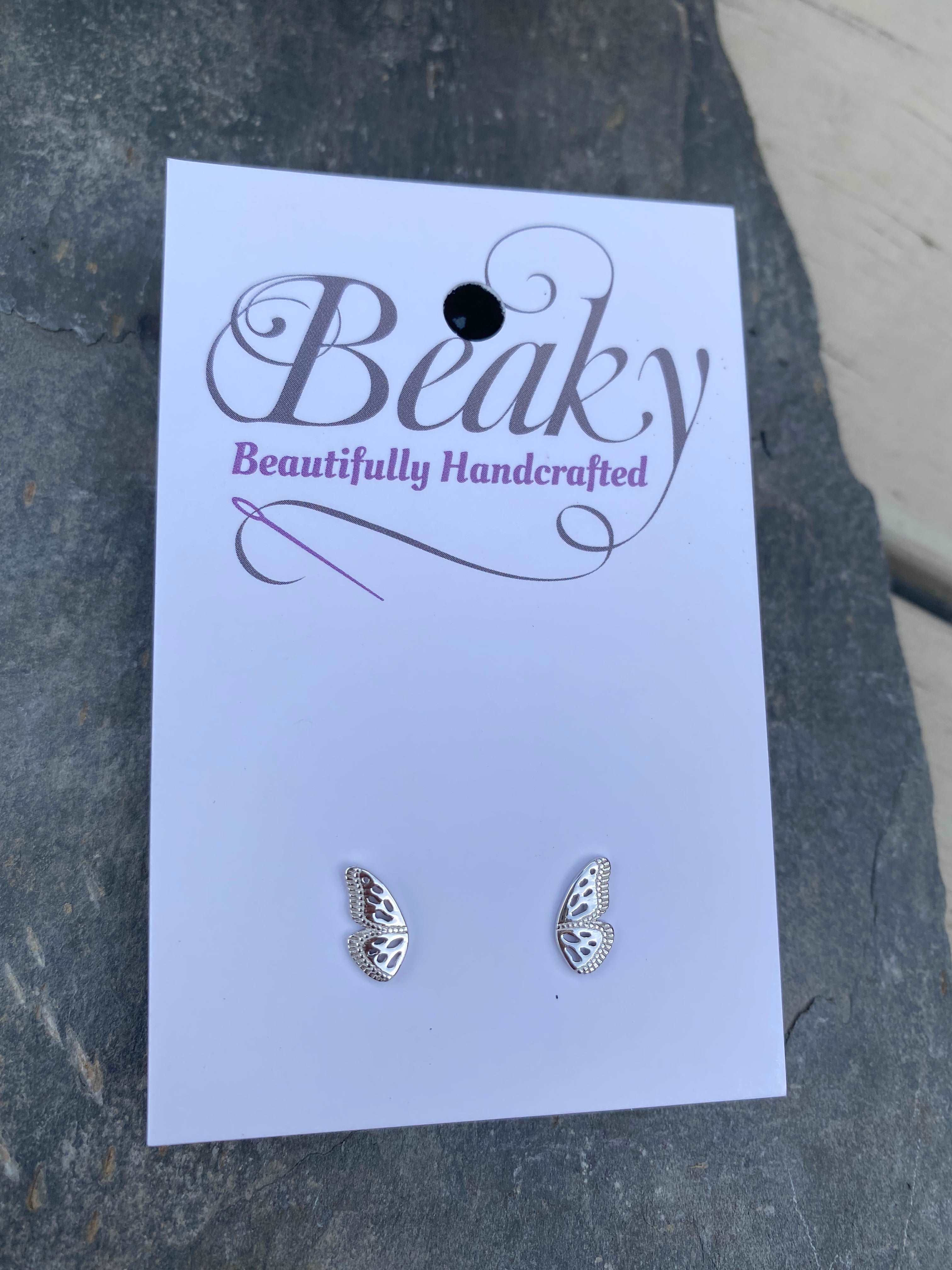 Butterfly Wing Stud Earrings - Sterling Silver