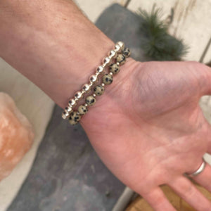 Dalmatian Jasper Gemstone and Silver Spacer Bracelet - Wellness Crystal Jewellery
